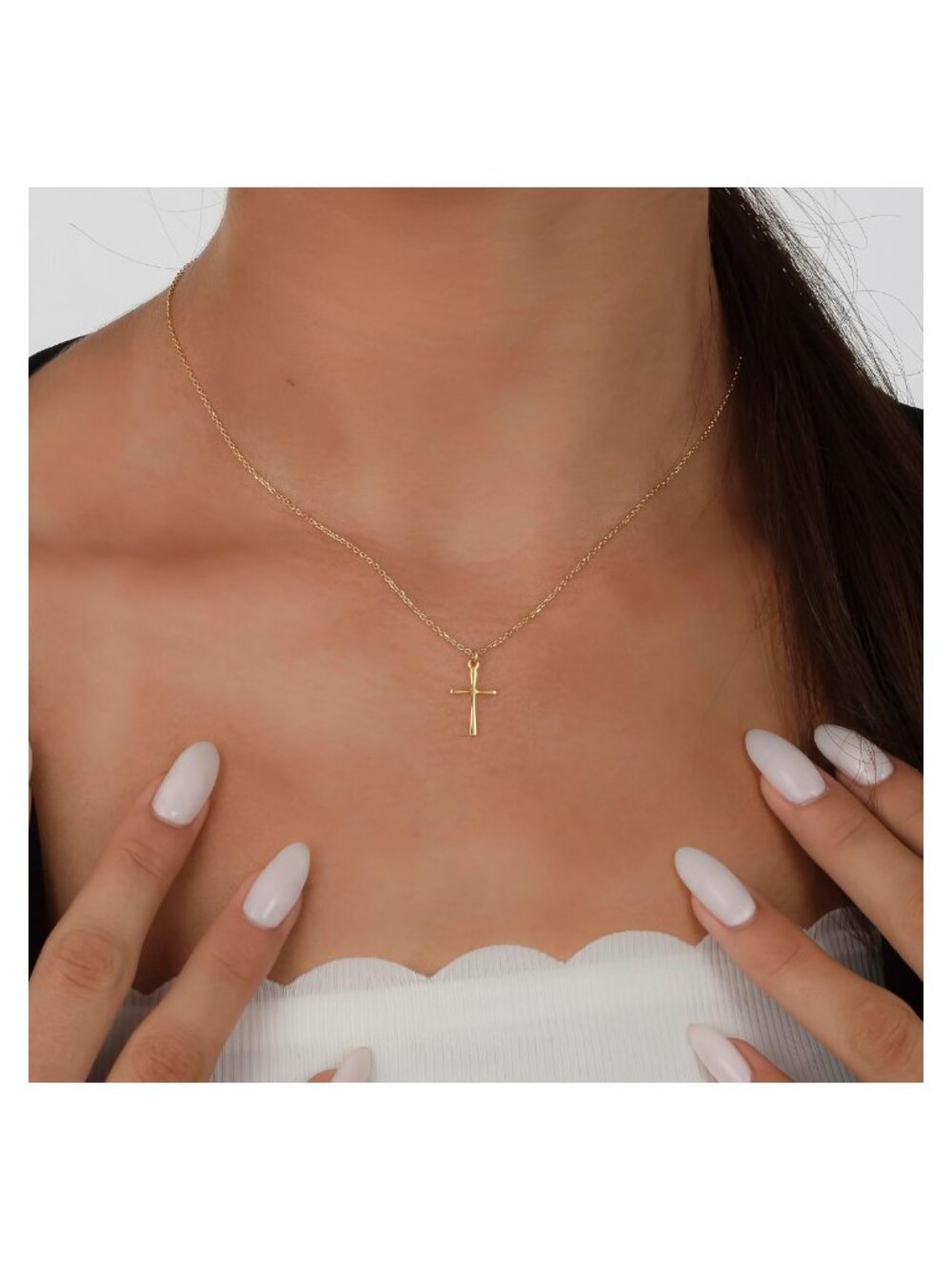 Gold Plated Stainless Steel Cross Necklace 16+2" Pendant - Picture 3 of 8